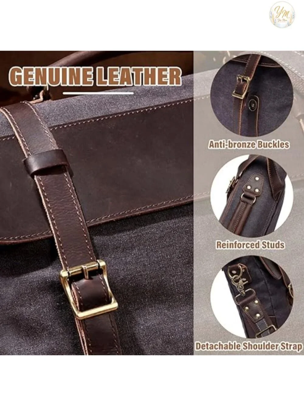 Vintage Canvas Leather Messenger Bag Laptop Satchel Shoulder Business Briefcase